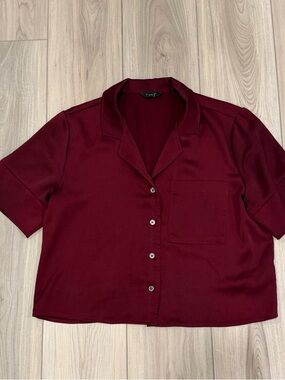 Banana Republic Burgundy Button-Front Top